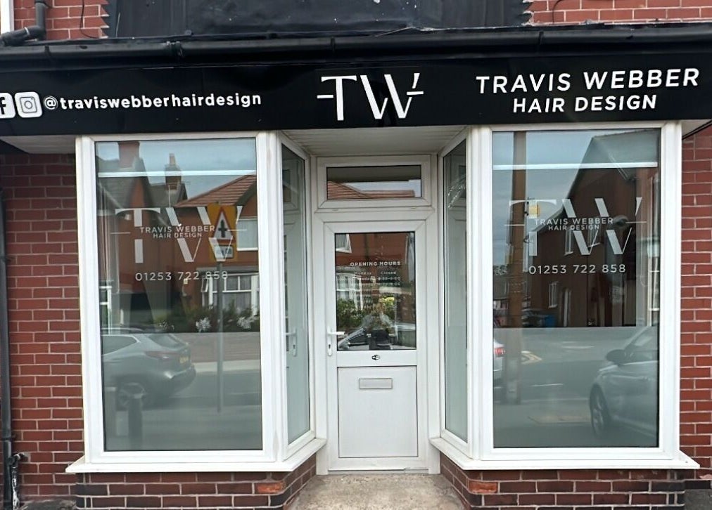 Exterior of Travis Webber Hair Design in Lytham St Annes, England, GB showcasing sleek salon entrance.