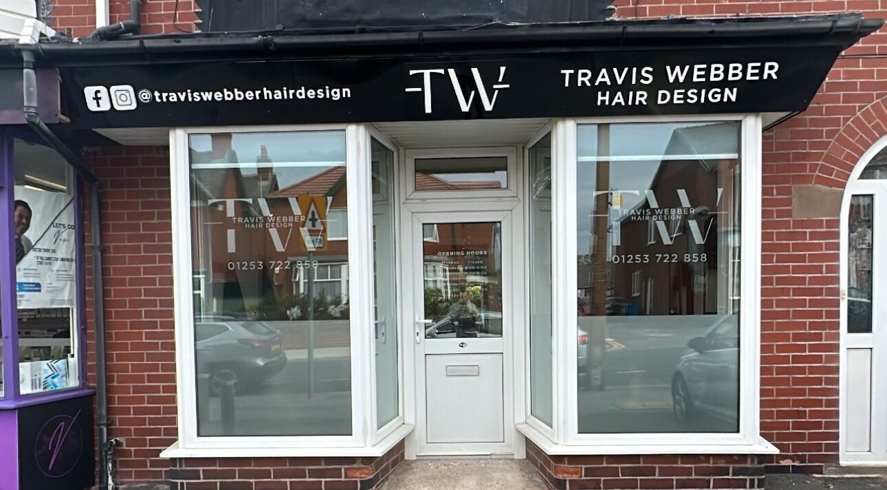 Exterior of Travis Webber Hair Design in Lytham St Annes, England, GB showcasing sleek salon entrance.