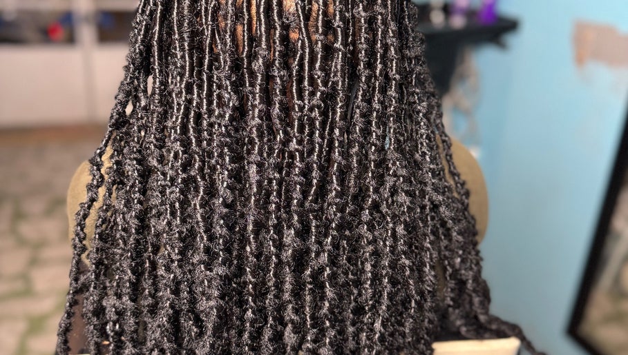 Intricate hair twists from Pretty Girl Gang Luxurious Hair & Minks Collection in St. Catherine, JM.