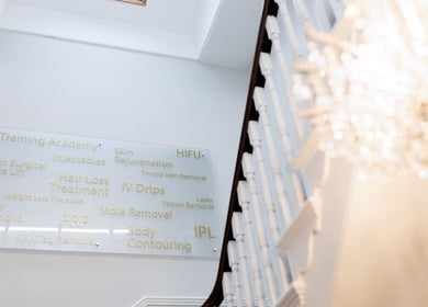 Elegant treatment signage at Be You Wetherby, Wetherby, England, GB, showcasing services like HIFU, PRP, and IPL.