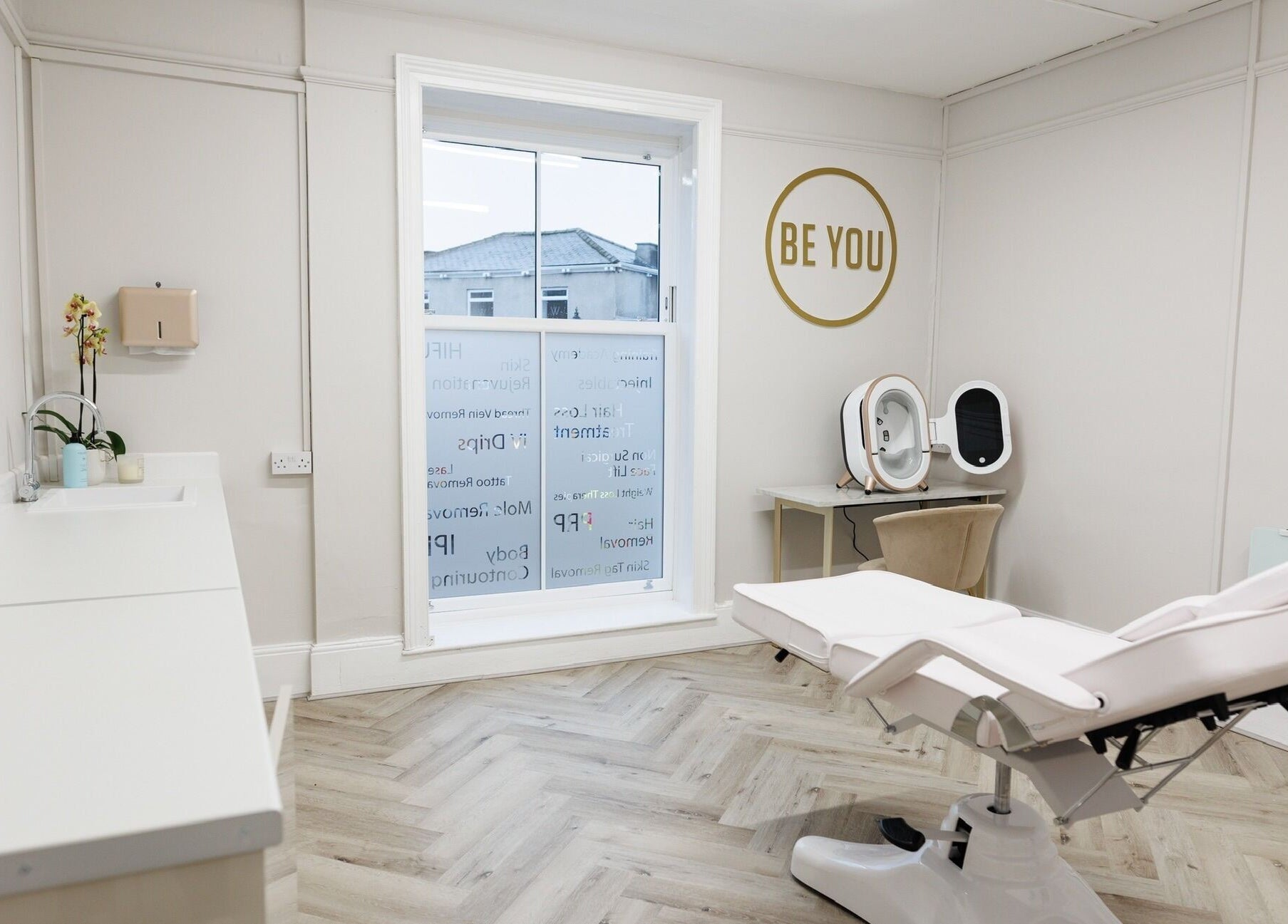 Modern, serene treatment room at Be You Wetherby, England, GB with stylish decor and comfort.
