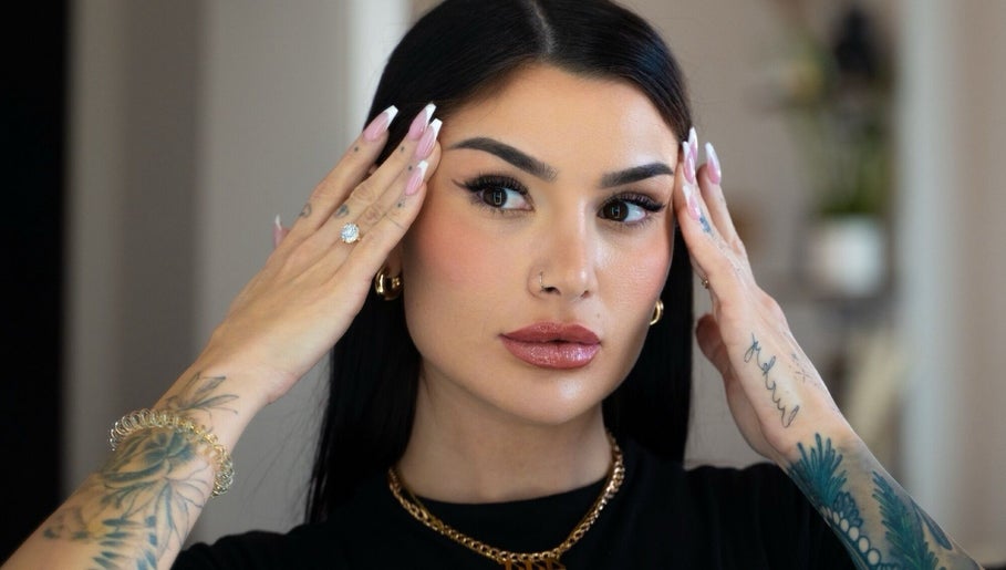 Elegant woman showcases flawless brows and makeup at Blade to Brows | S&S Beauty House, Oakville, Ontario, CA.