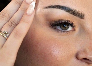 Close-up of an expertly shaped eyebrow at Blade to Brows | S&S Beauty House, Oakville, Ontario, CA.