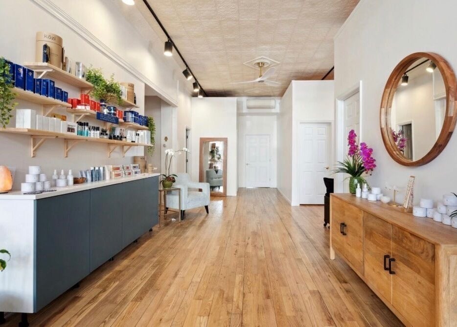 Elegant interior of Glowinskin Esthetics, Sea Cliff, New York, exuding warmth and tranquility.