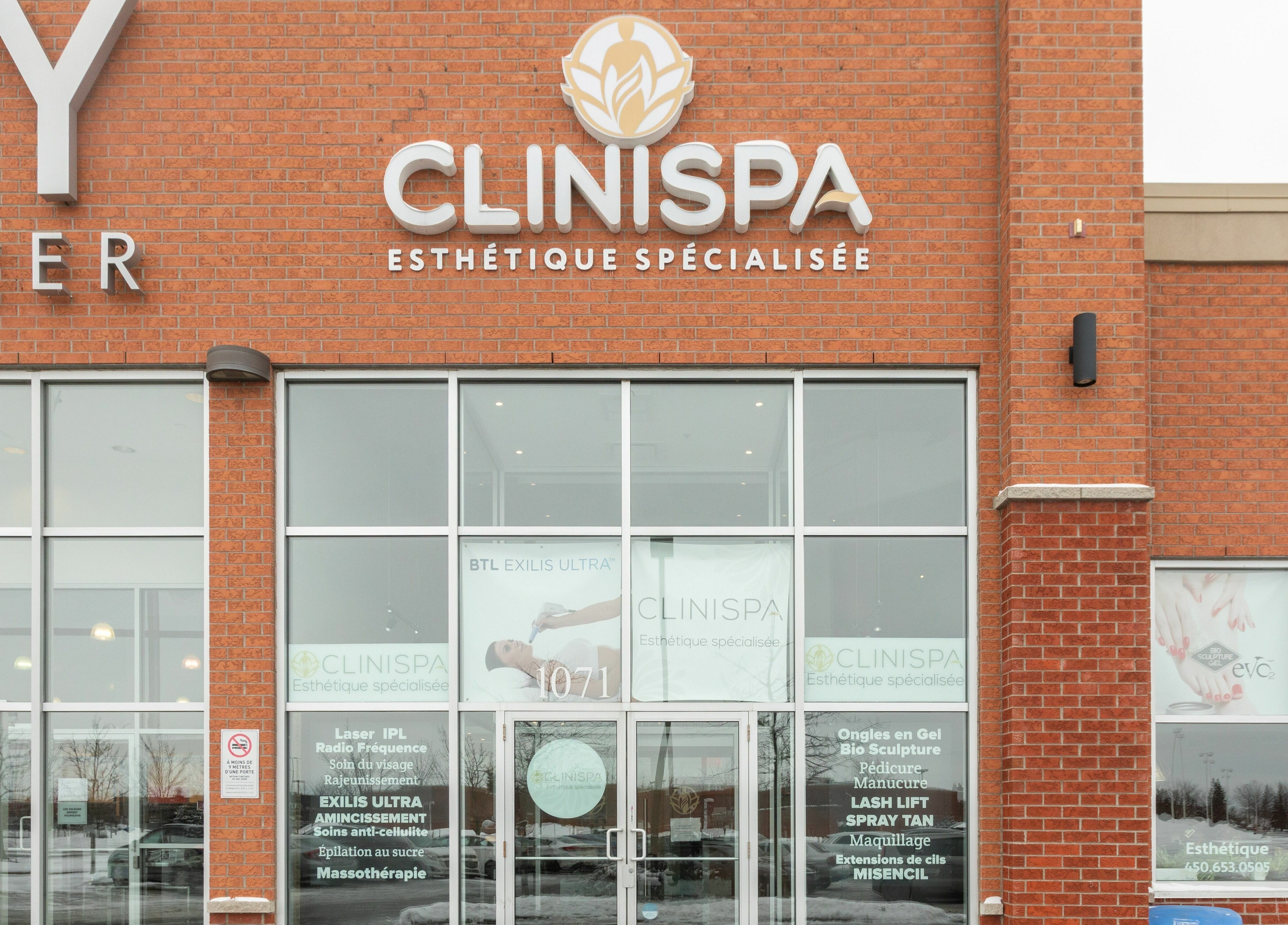 Façade de CliniSpa Saint-Bruno, centre esthétique à Saint-Bruno-de-Montarville, Québec, CA.