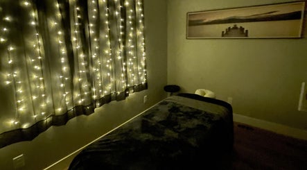 Calming massage room at Powell- I Got Your Back Massage Therapy, LLC, in Powell, Wyoming, US with soft ambient lighting.