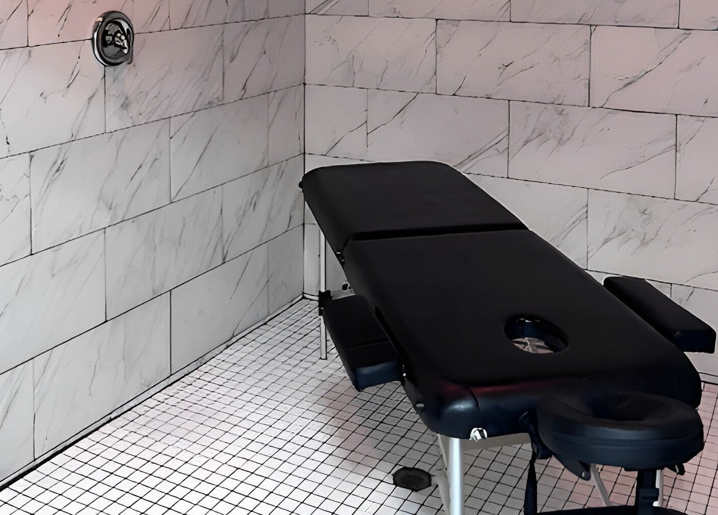 Luxurious massage table at Flawless Spa Retreat of Distinction, Live Oak, Texas, US.