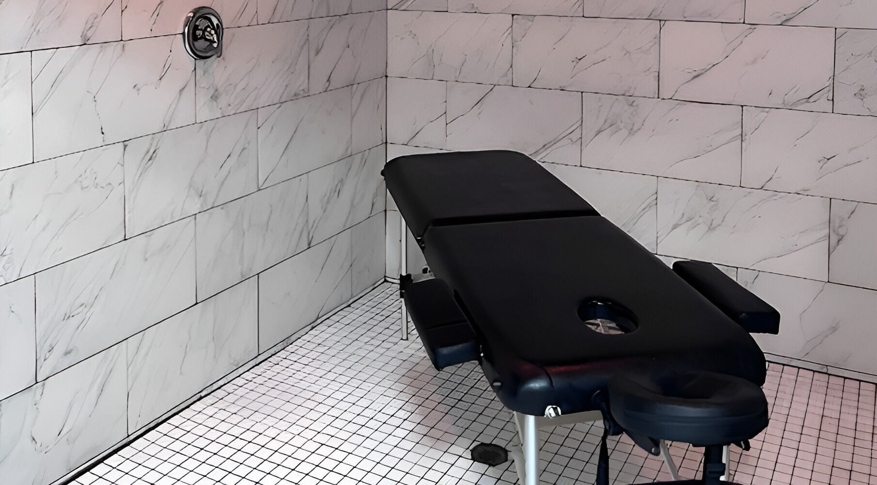 Luxurious massage table at Flawless Spa Retreat of Distinction, Live Oak, Texas, US.