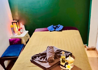 Relaxing massage room at Rabeang Mai Thai Massage Therapy, Cape Town, Western Cape, ZA, showcasing calming decor.