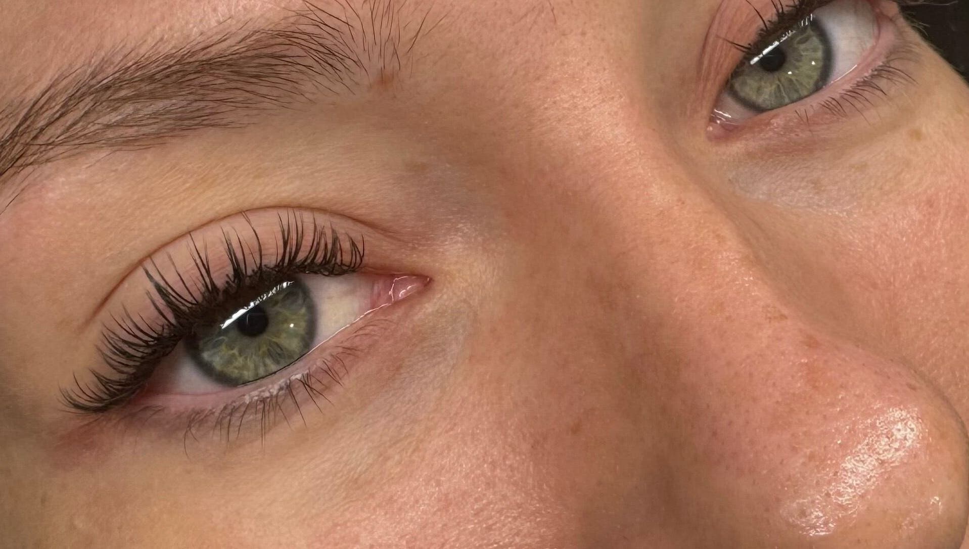 Close-up of beautifully styled eyelashes at Luxemallia, Bexley, New South Wales, AU.