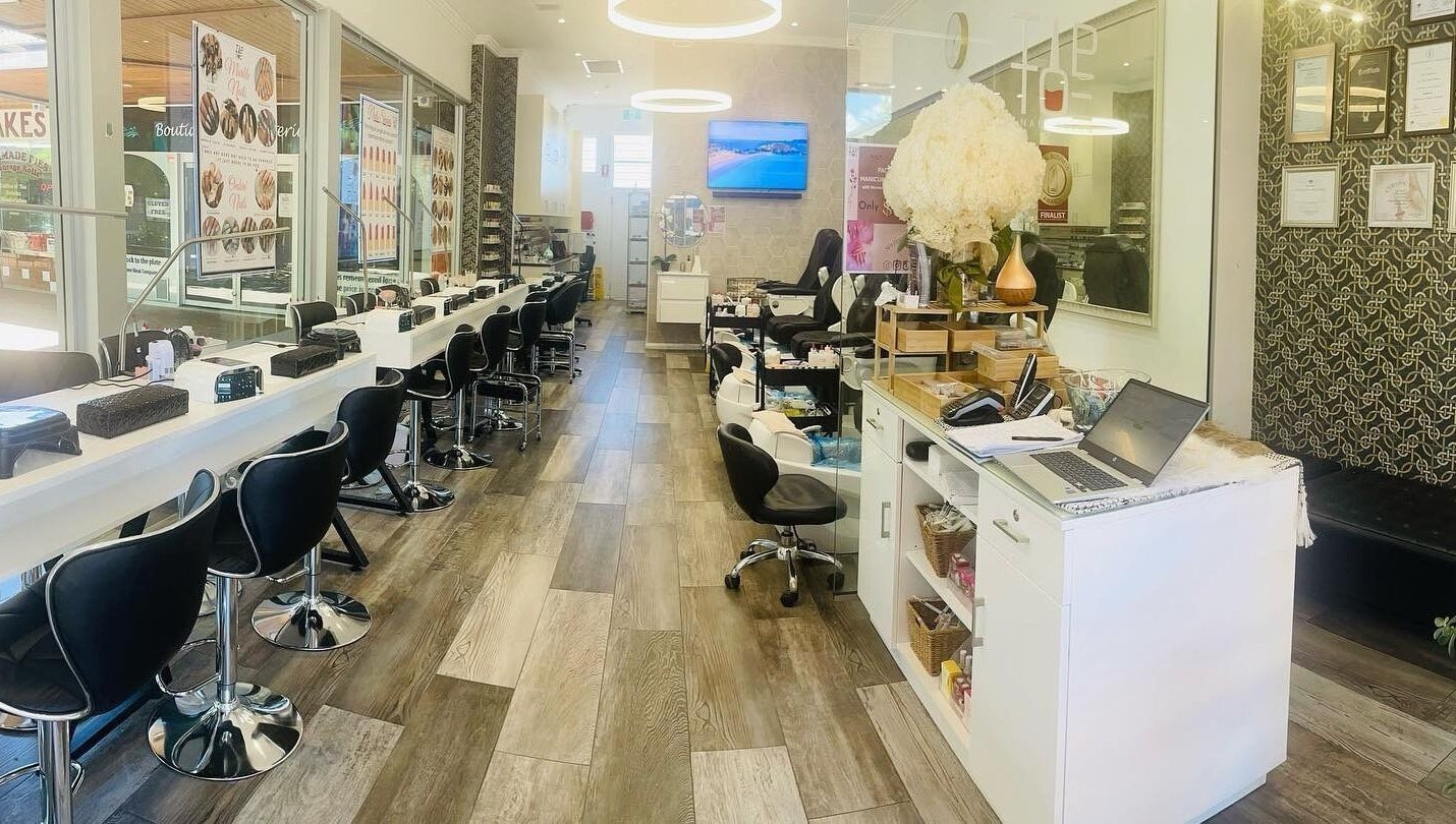 Inside view of Tip Toe Nail Salon - Dickson, showcasing modern decor and seating in Dickson, Australian Capital Territory, AU.
