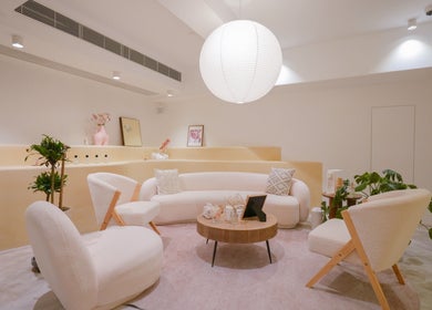 Elegant lounge at Amme, Central, Hong Kong Island, HK, featuring plush seating and tranquil decor.