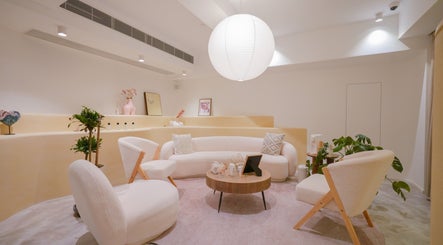 Elegant lounge at Amme, Central, Hong Kong Island, HK, featuring plush seating and tranquil decor.