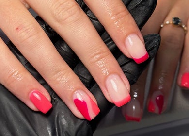Elegant pink and white nail art by Nails by Molly in Falkirk, Scotland, GB.