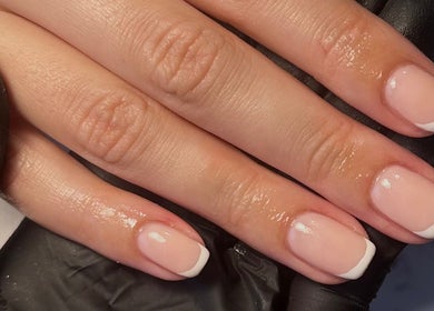 Elegant French manicure at Nails by Molly in Falkirk, Scotland, GB.