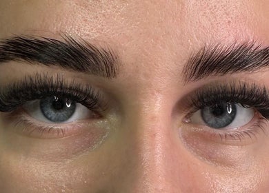 Close-up of styled lashes at That Beauty Book, Nottingham, England, GB.