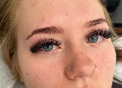Close-up of elegant lash extensions from That Beauty Book in Nottingham, England, GB.
