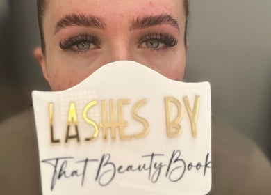Close-up of eyelash extensions by That Beauty Book in Nottingham, England, GB.