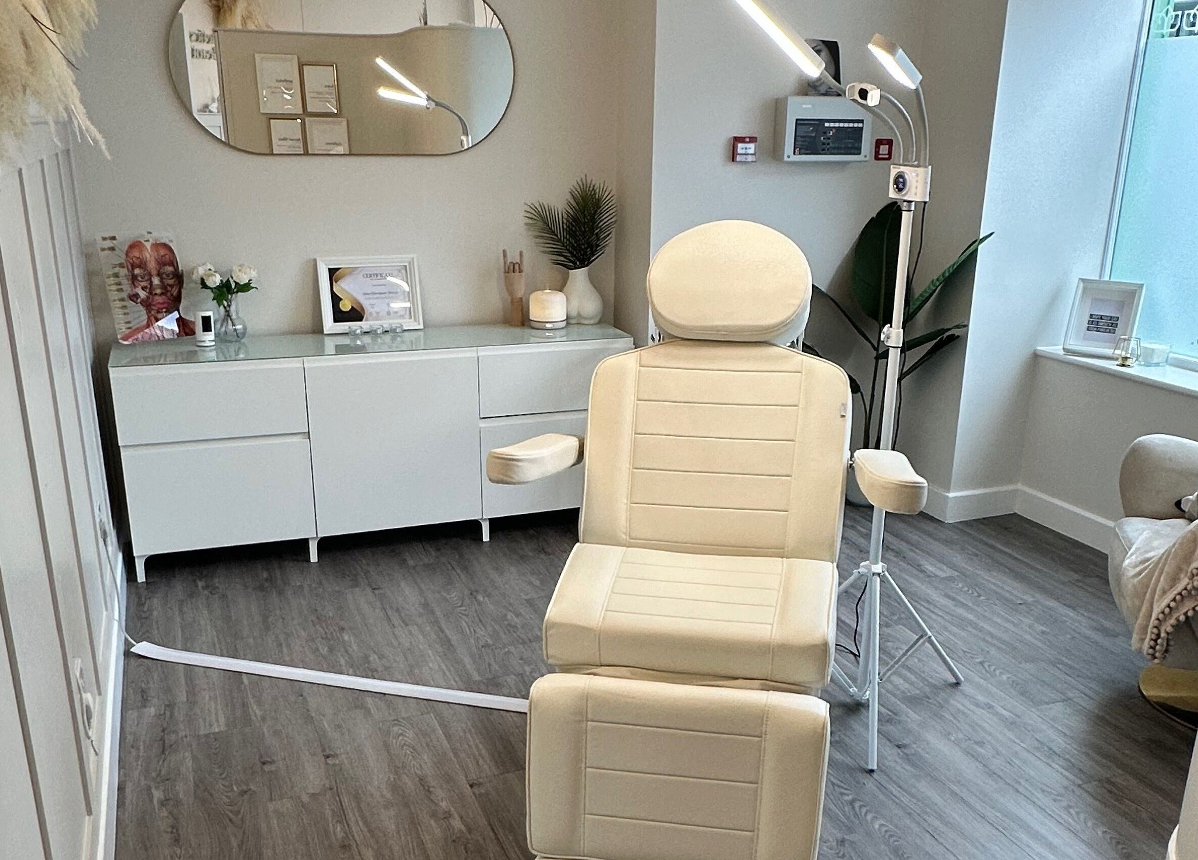 Luxury treatment room at The Aesthetics and Beauty Co - Ilkeston, Ilkeston, England, GB. Features elegant decor.