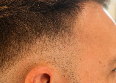 Close-up of a precision hair fade at KO CUTZ SALON & SPA, Mississauga, Ontario, CA.