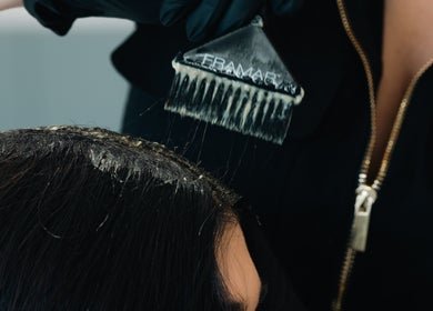 Hair coloring at KO CUTZ SALON & SPA in Mississauga, Ontario, CA with expert dye application.