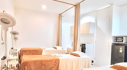 Relaxing treatment beds at ULU Beauty Studio in Bali, Bali, ID, offering a tranquil spa experience.