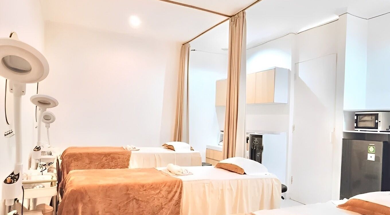 Relaxing treatment beds at ULU Beauty Studio in Bali, Bali, ID, offering a tranquil spa experience.