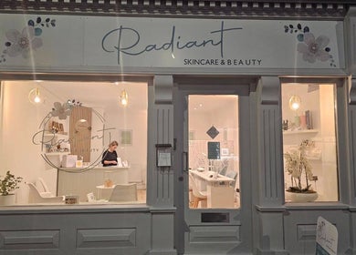 Entrance of Radiant Skincare and Beauty in Plymouth, England, GB, showcasing elegant design and inviting decor.