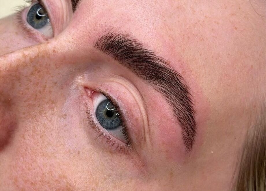 Close-up of expertly shaped eyebrows at Chapter Twenty One, Edinburgh, Scotland, GB.