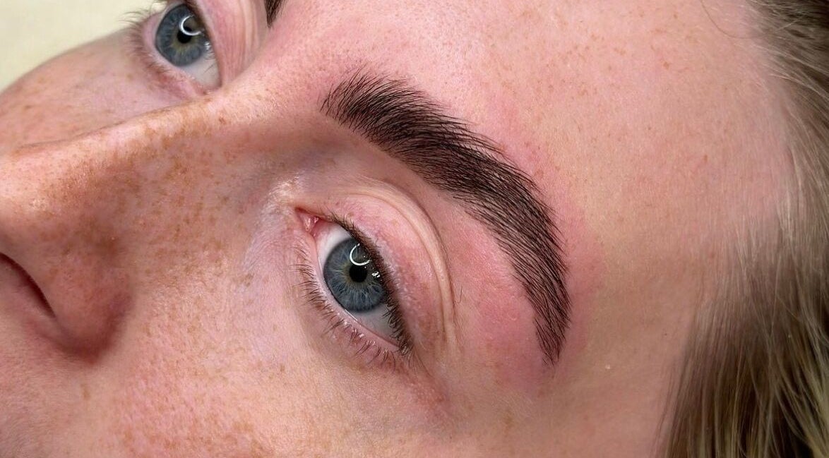 Close-up of expertly shaped eyebrows at Chapter Twenty One, Edinburgh, Scotland, GB.