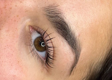 Close-up of a perfectly shaped eyebrow at Chapter Twenty One, Edinburgh, Scotland, GB.