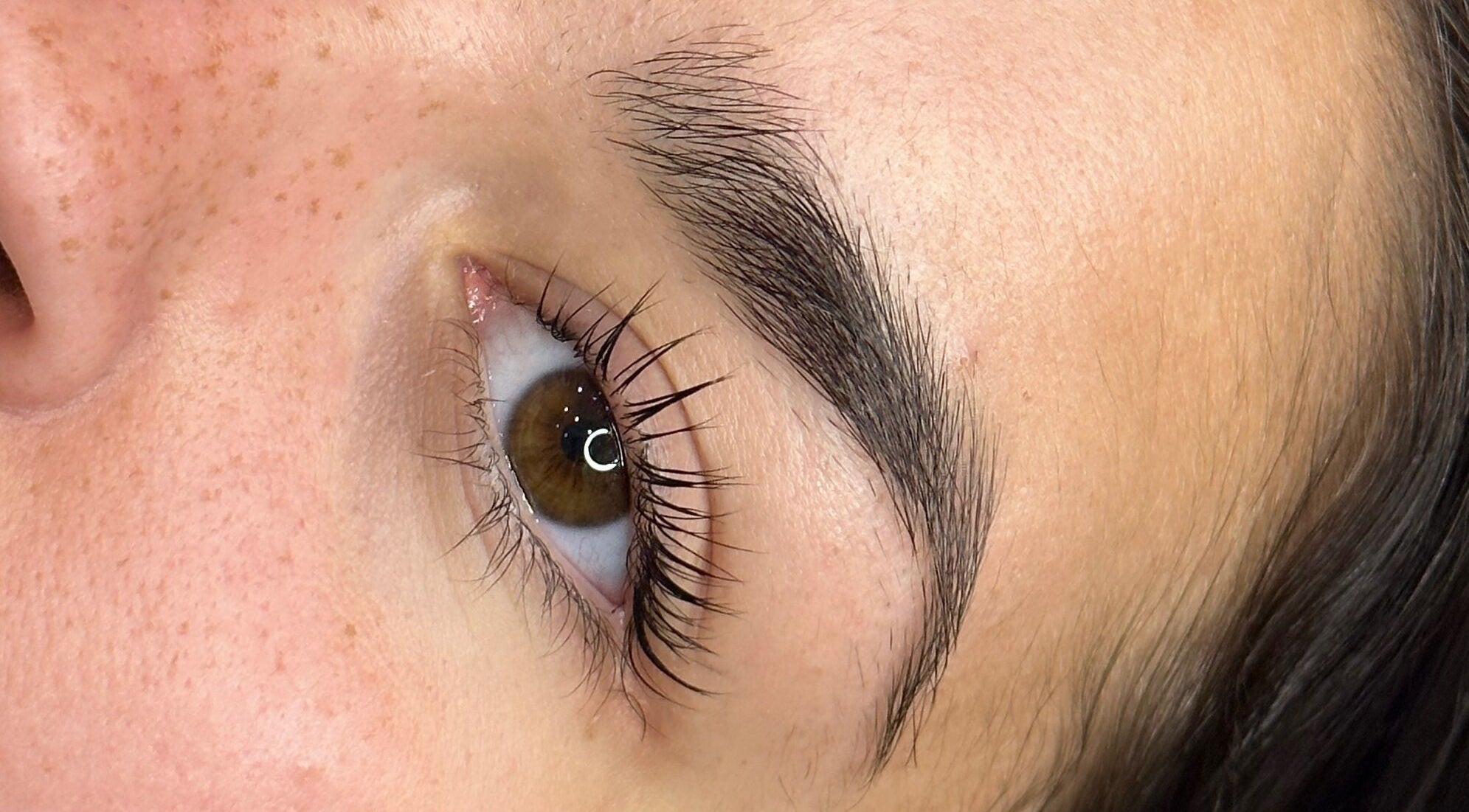 Close-up of a perfectly shaped eyebrow at Chapter Twenty One, Edinburgh, Scotland, GB.