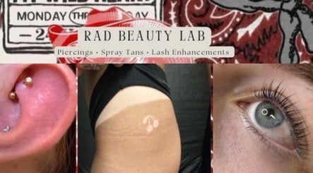Rad Beauty Lab in South Jordan, Utah, US: Ear piercings, spray tan line, and enhanced eyelashes display services.