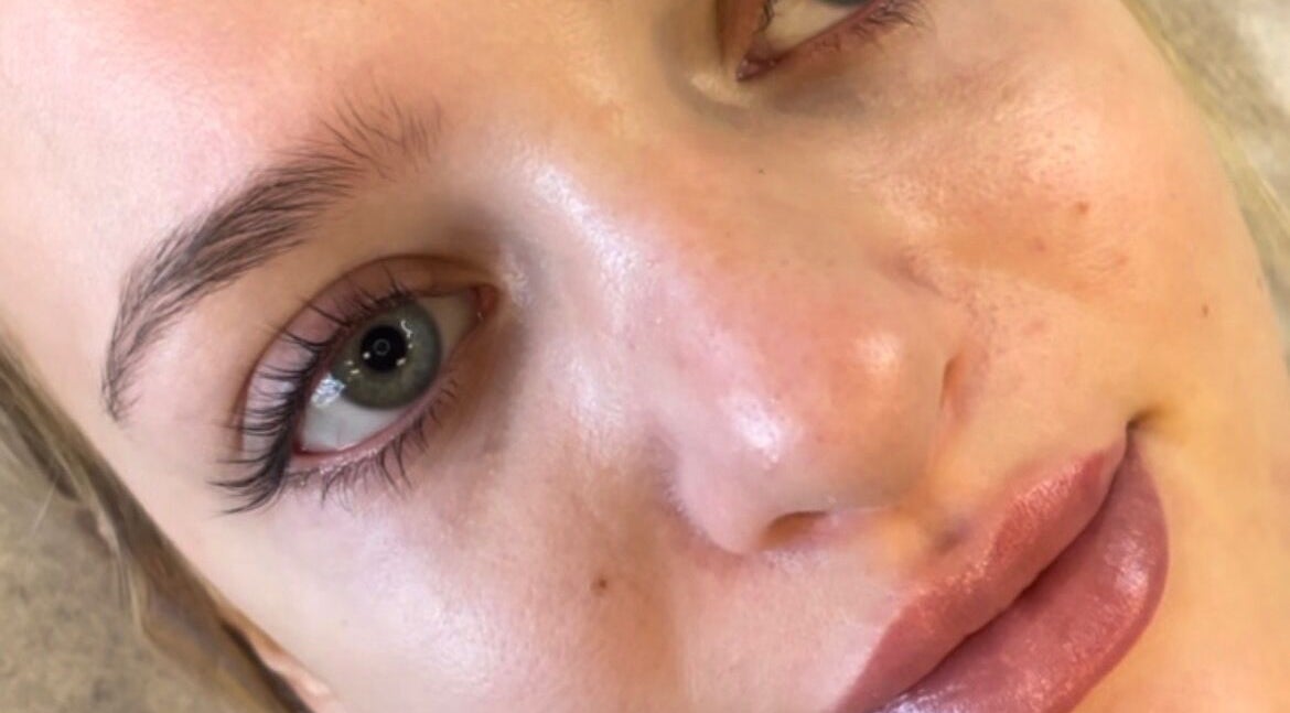 Close-up of a woman's face showcasing lash extensions at Rad Beauty Lab, South Jordan, Utah, US.