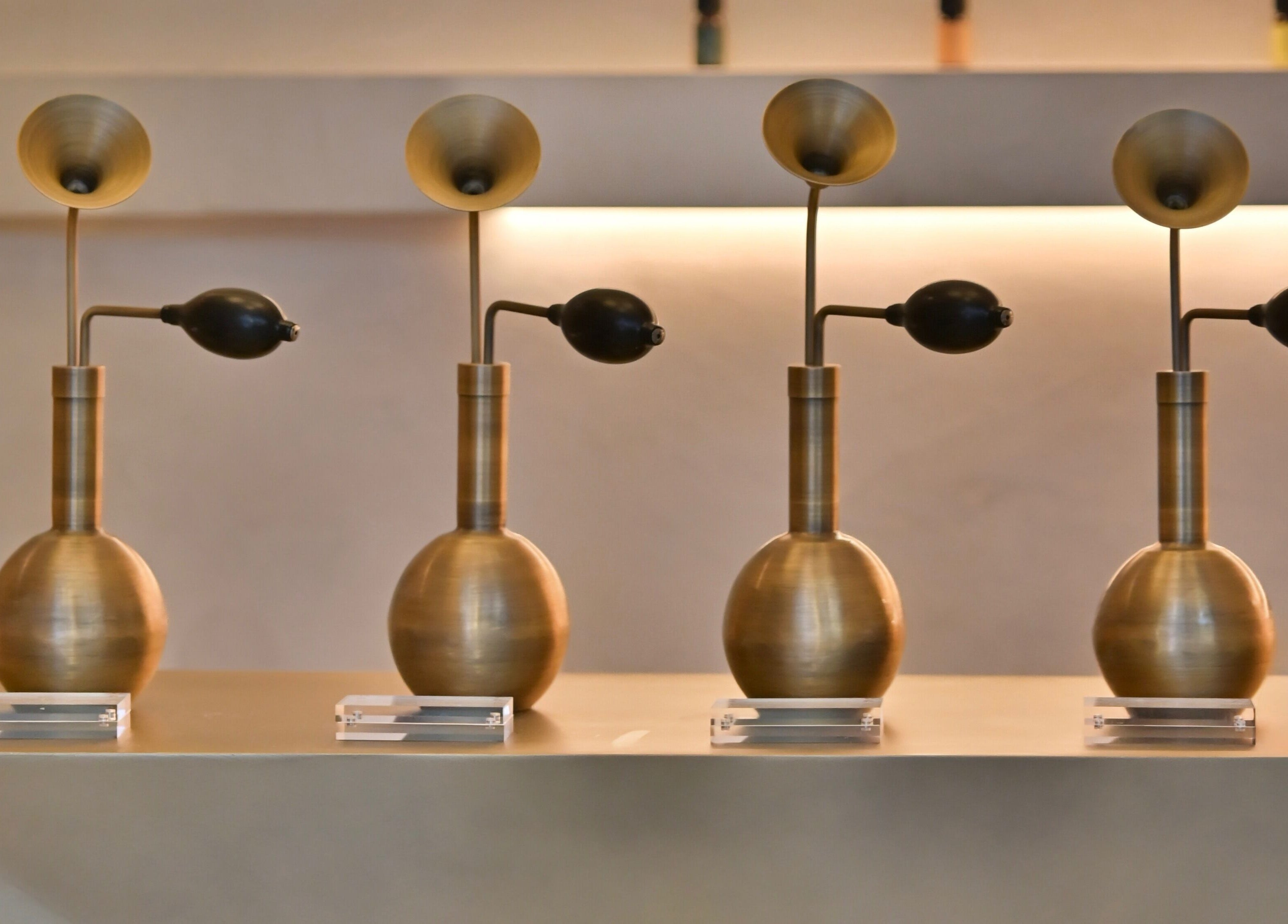 Brass aromatherapy bottles at Ambience Wellness - Claremont in Claremont, Western Australia, AU.