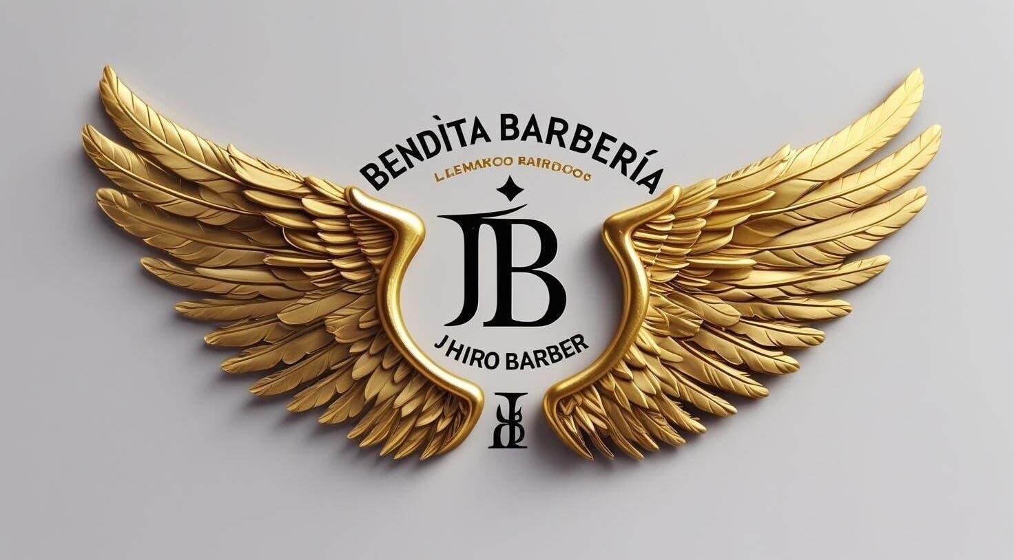 Logo dorado de Bendita Barberia en Cali, Valle Del Cauca, CO con diseño de alas doradas.