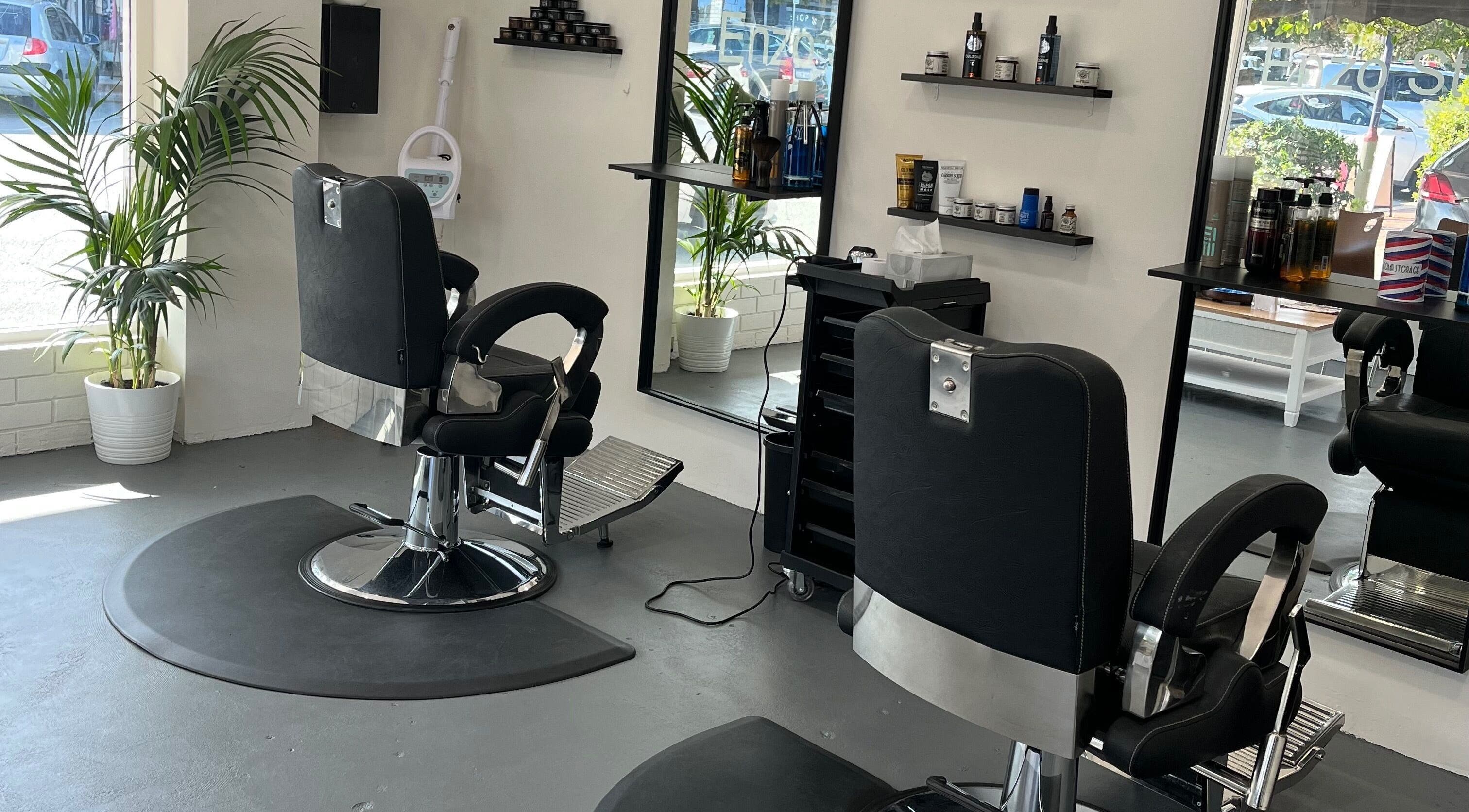 Enzo Stylez salon interior with stylish chairs and mirrors in Cottesloe, Western Australia, AU.