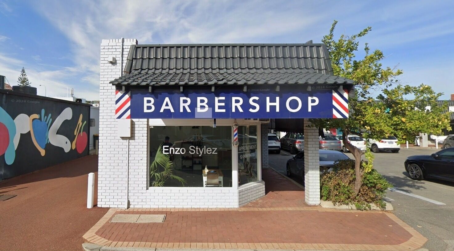 Enzo Stylez barbershop front in Cottesloe, Western Australia, AU with a stylish modern exterior.