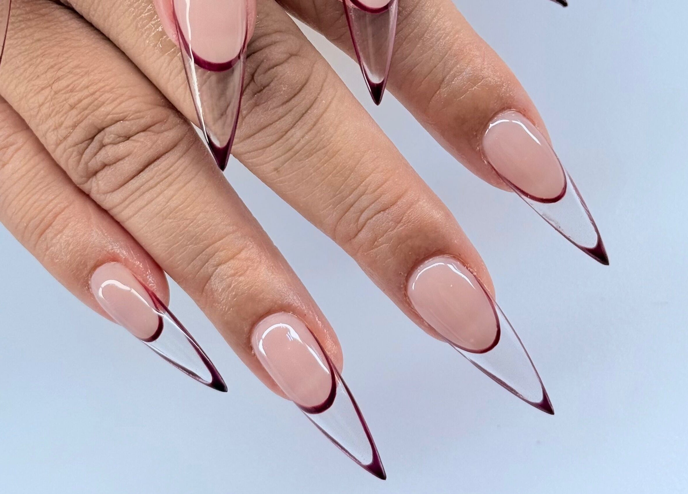 Stylish stiletto nails at Chloe’s Shade Room in Tempe, Arizona, US highlight precision and elegance.