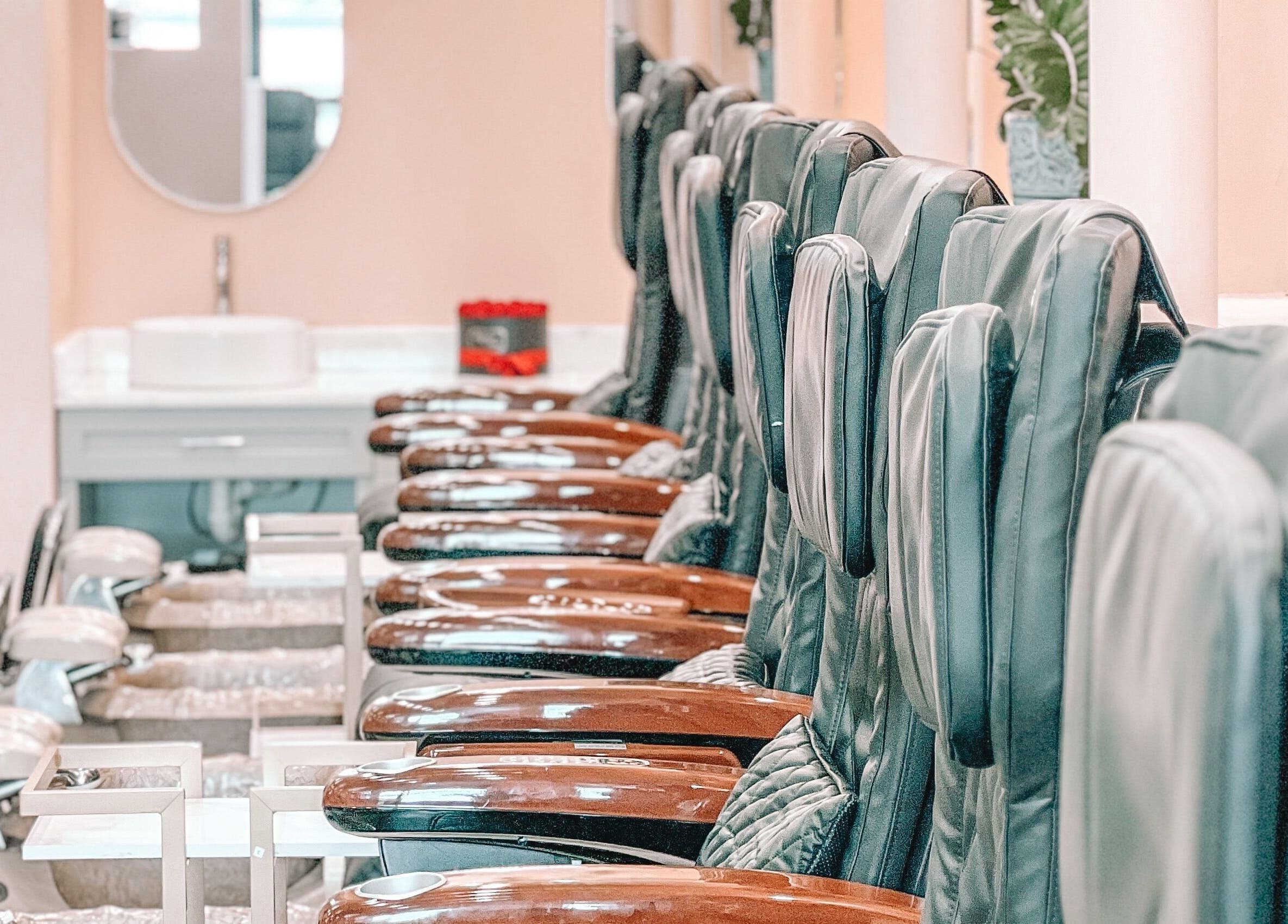 Luxurious pedicure chairs at Glam Nails And Spa in Bowling Green, Kentucky, US, offering top-tier comfort.