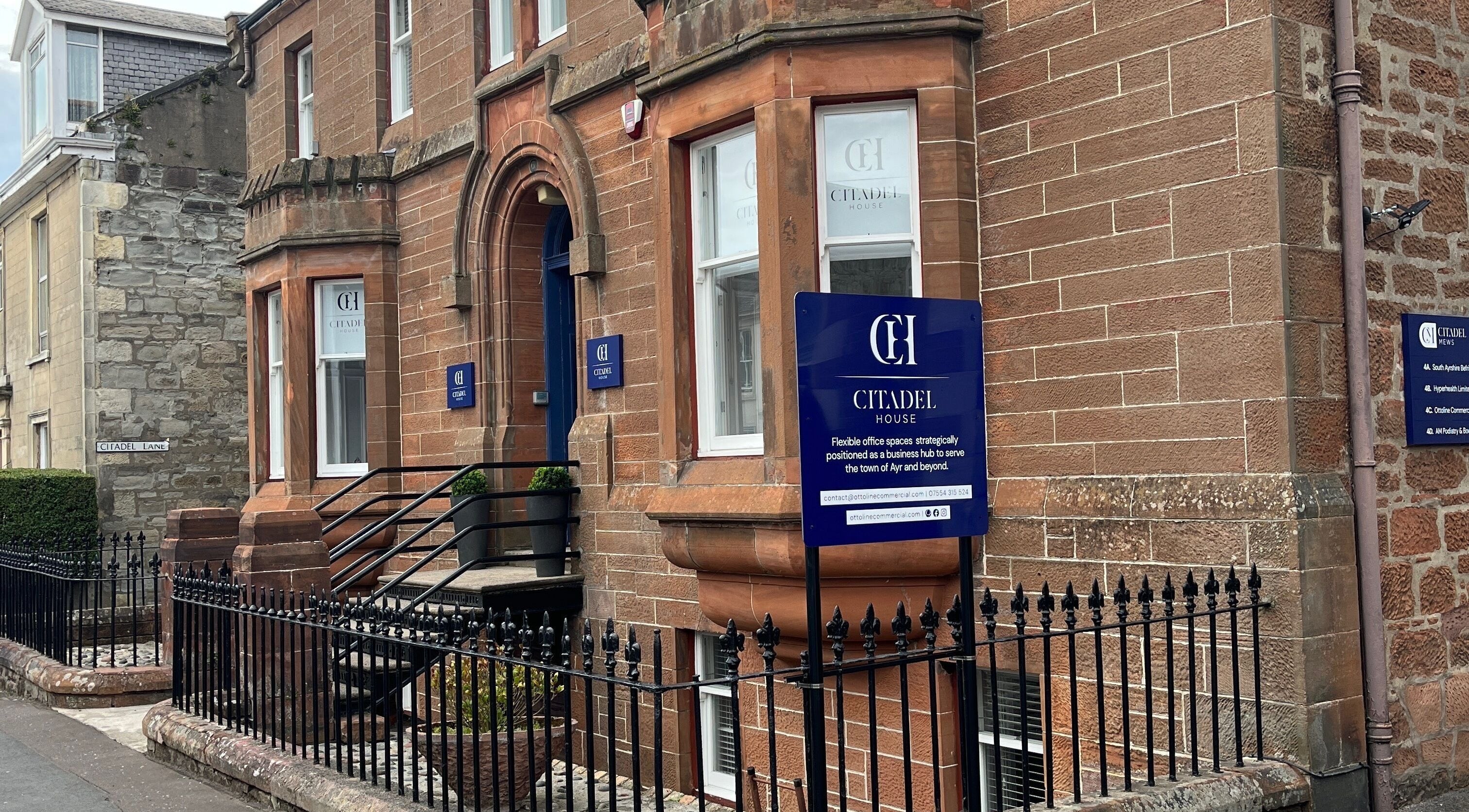 Front of Citadel House, venue of Holistic Healthcare Ayrshire, Ayr, Scotland, GB, showcasing classic architecture.
