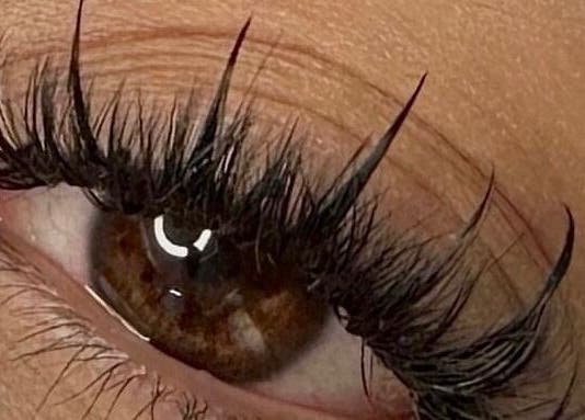 Close-up of elegant eyelash extensions at Bella by Hannah in Bradford, England, GB.