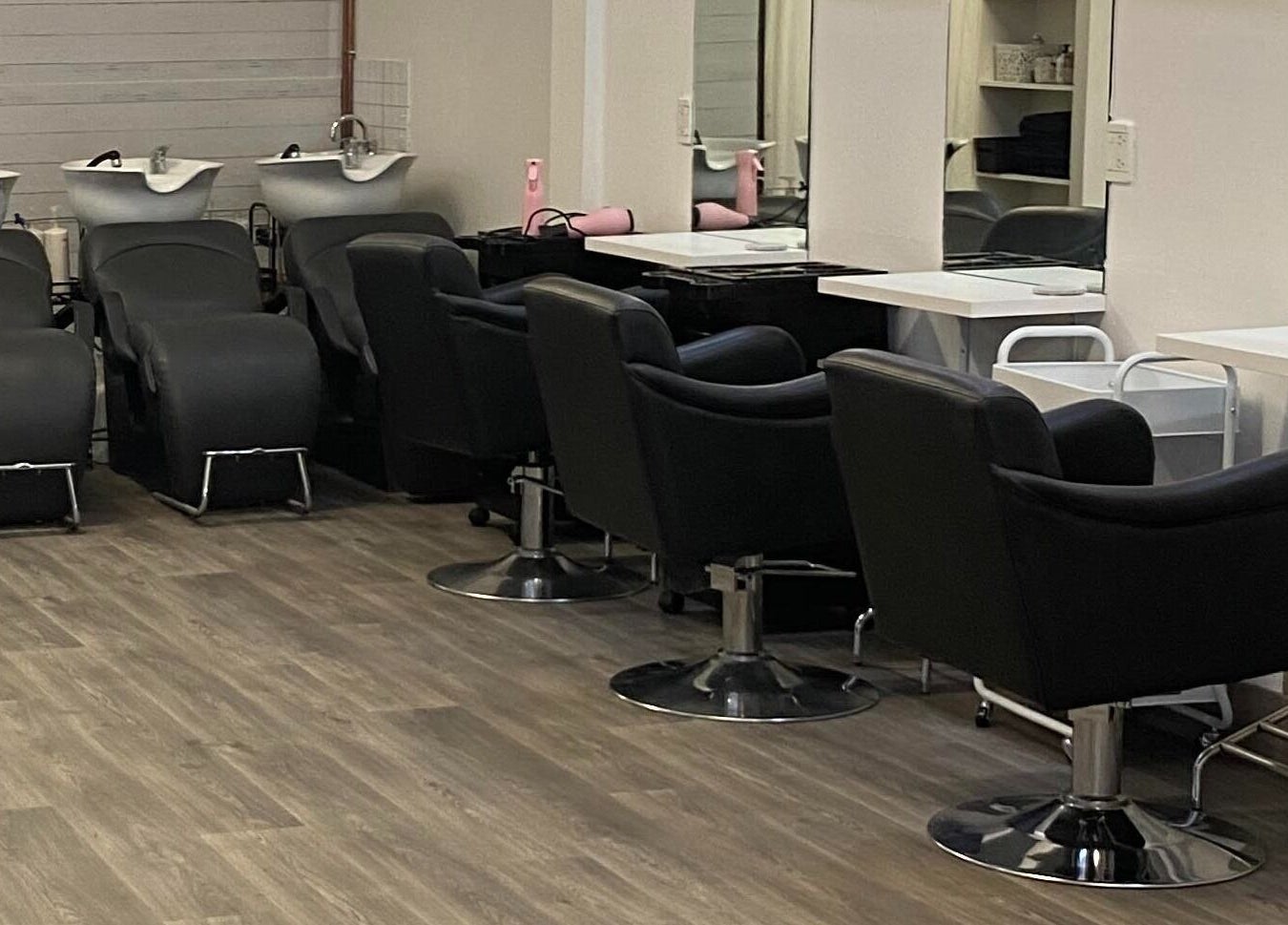 Modern salon chairs and wash stations at Hairworkz Eagleby, Eagleby, Queensland, AU.