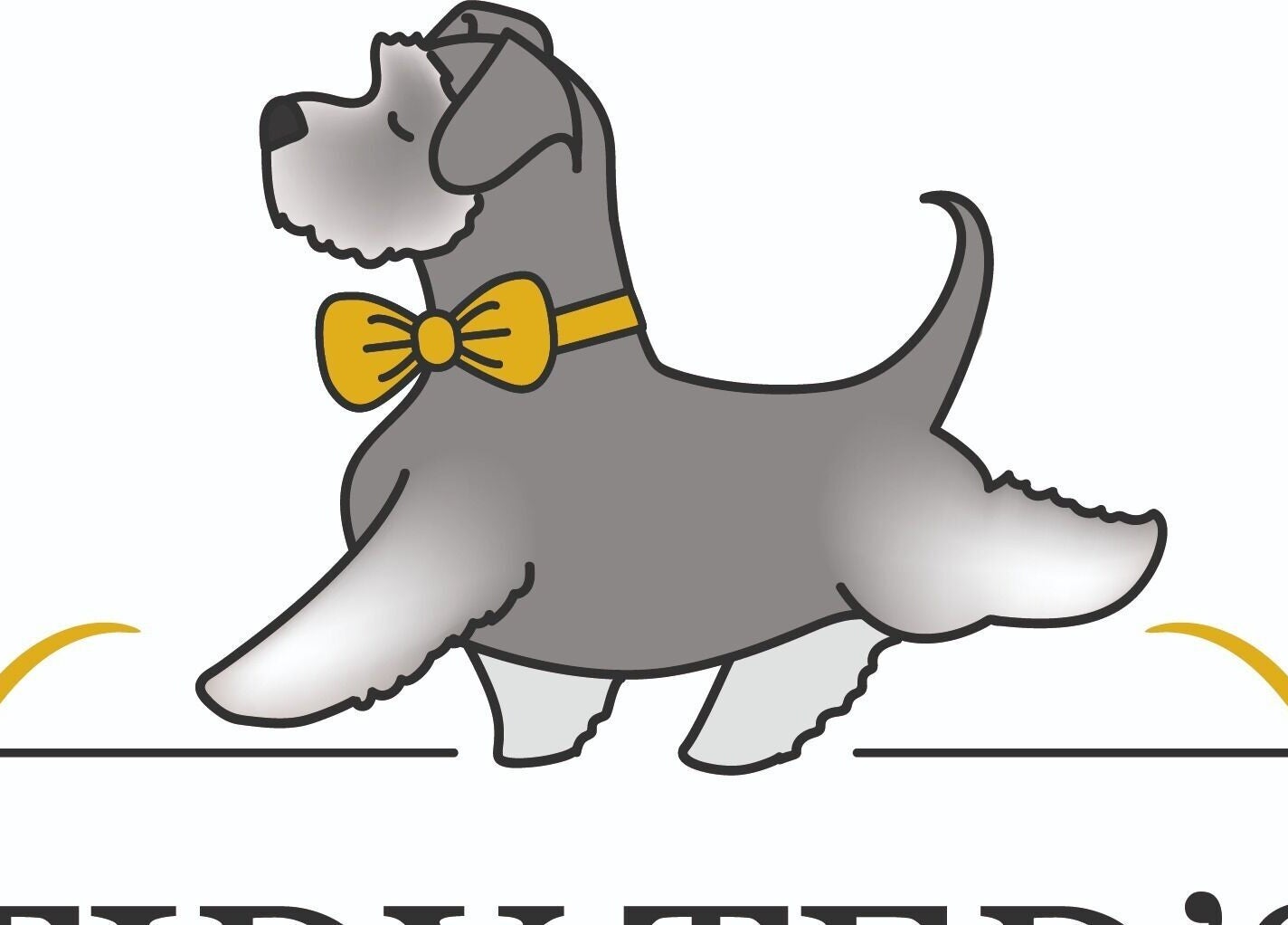 Charming dog with bow tie, Tidy Ted's Dog Grooming, Grantham, England, GB logo.