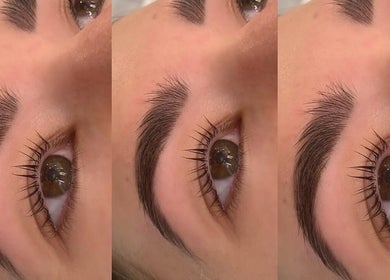 Eyebrow transformation at Zahli Brows, Palmview, Queensland, AU. Three well-groomed brow styles displayed.