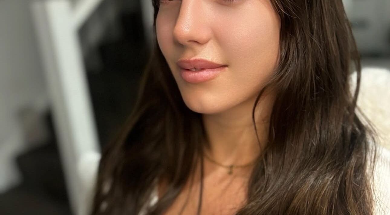 Close-up of a model showcasing beautiful eyebrow work at Zahli Brows, Palmview, Queensland, AU.