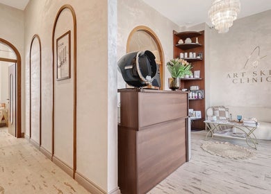 InBeauty | Iuliana Aesthetics, Writtle, England, GB. Sleek reception welcoming guests in a luxurious wellness setting.