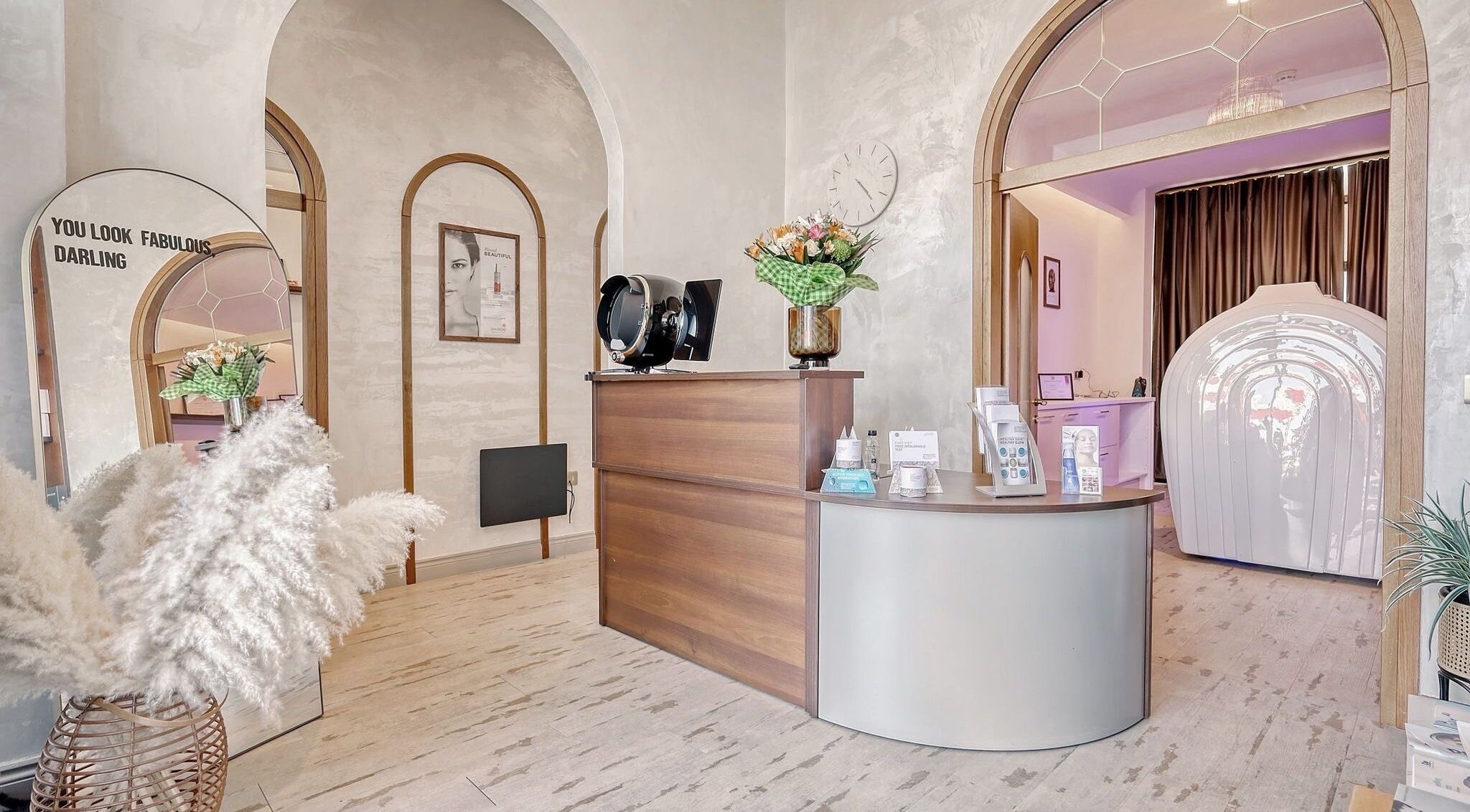 InBeauty | Iuliana Aesthetics reception area showcases modern decor in Writtle, England, GB.