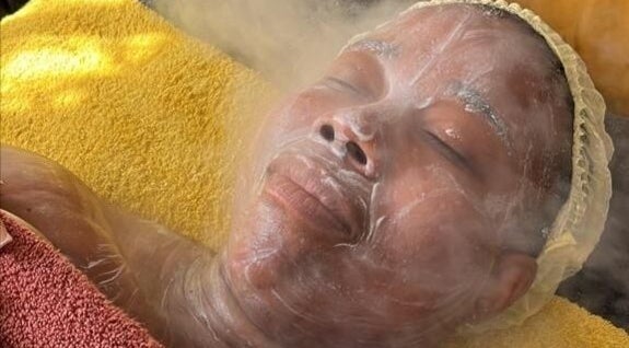 Facial steam treatment at Skin Construct by D, Soweto, Gauteng, ZA enhancing skin wellness and relaxation.