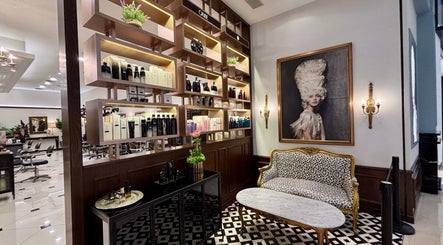 Sophisticated waiting area at Andy Ho Haute Coiffure, Kuala Lumpur, showcasing luxury and elegance.